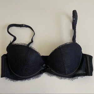 Eve’s Temptation Women’s Padded Push Up Bra 34B Black Sexy‎ Lace Lingerie